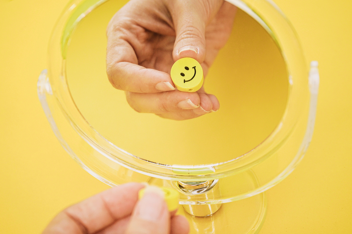 Conceptual Image of Happiness and Wellness in Yellow Color